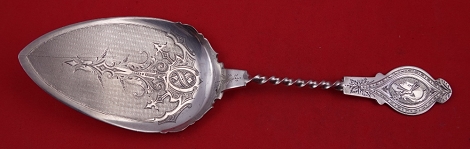 Pie Server FH AS brite-cut medallion twist handle engine turned blade unmarked 9 1/4